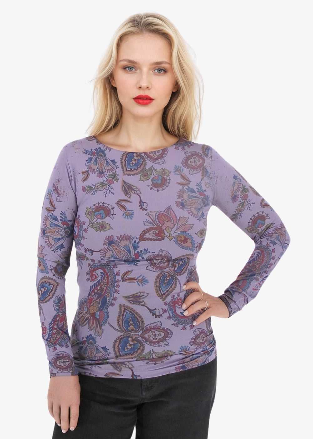 Paisley Second Skin Raw Edge Top