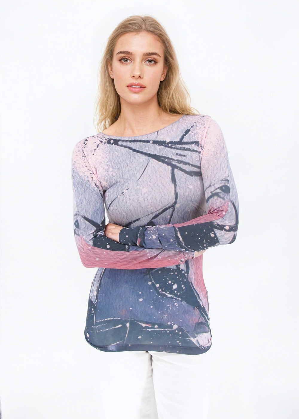 Pink Breeze Second Skin Raw Edge Top