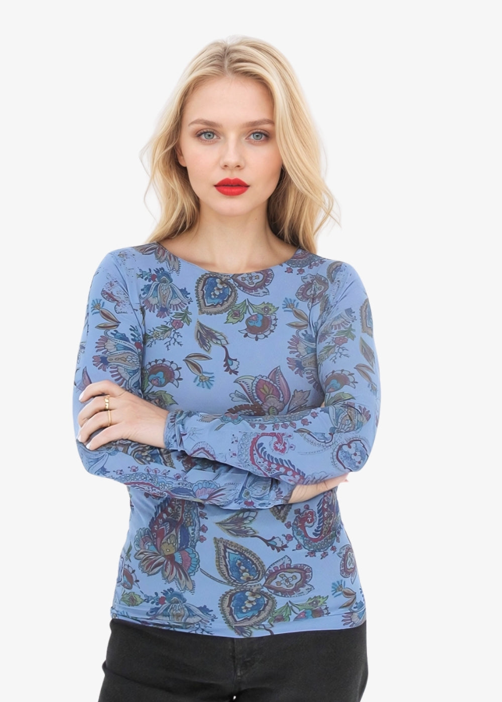 Paisley Second Skin Raw Edge Top