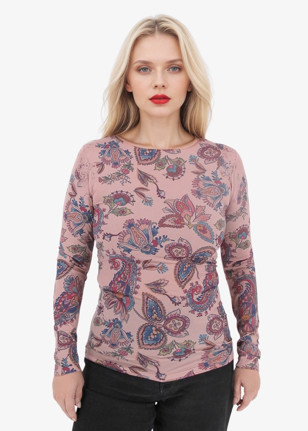 Paisley Second Skin Raw Edge Top