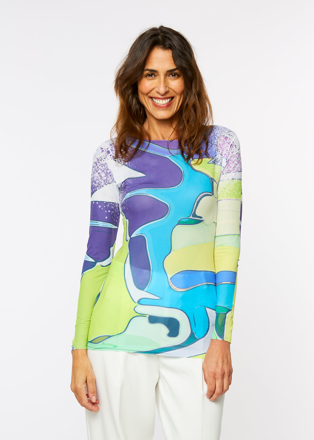 Aqua Waves Raw Edge Second Skin Top