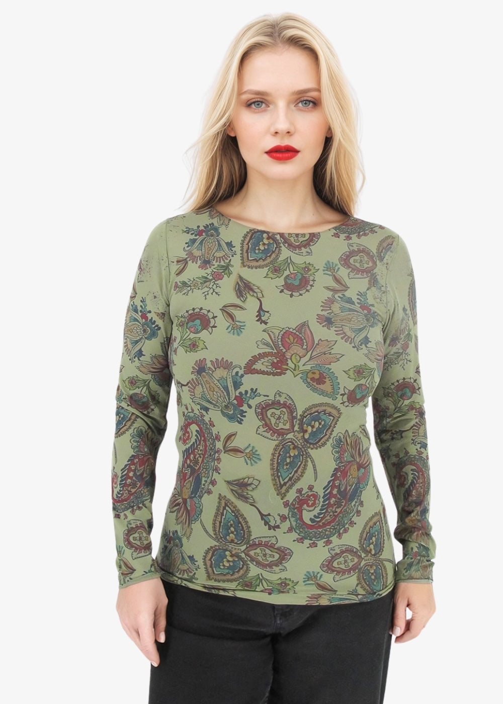 Paisley Second Skin Raw Edge Top