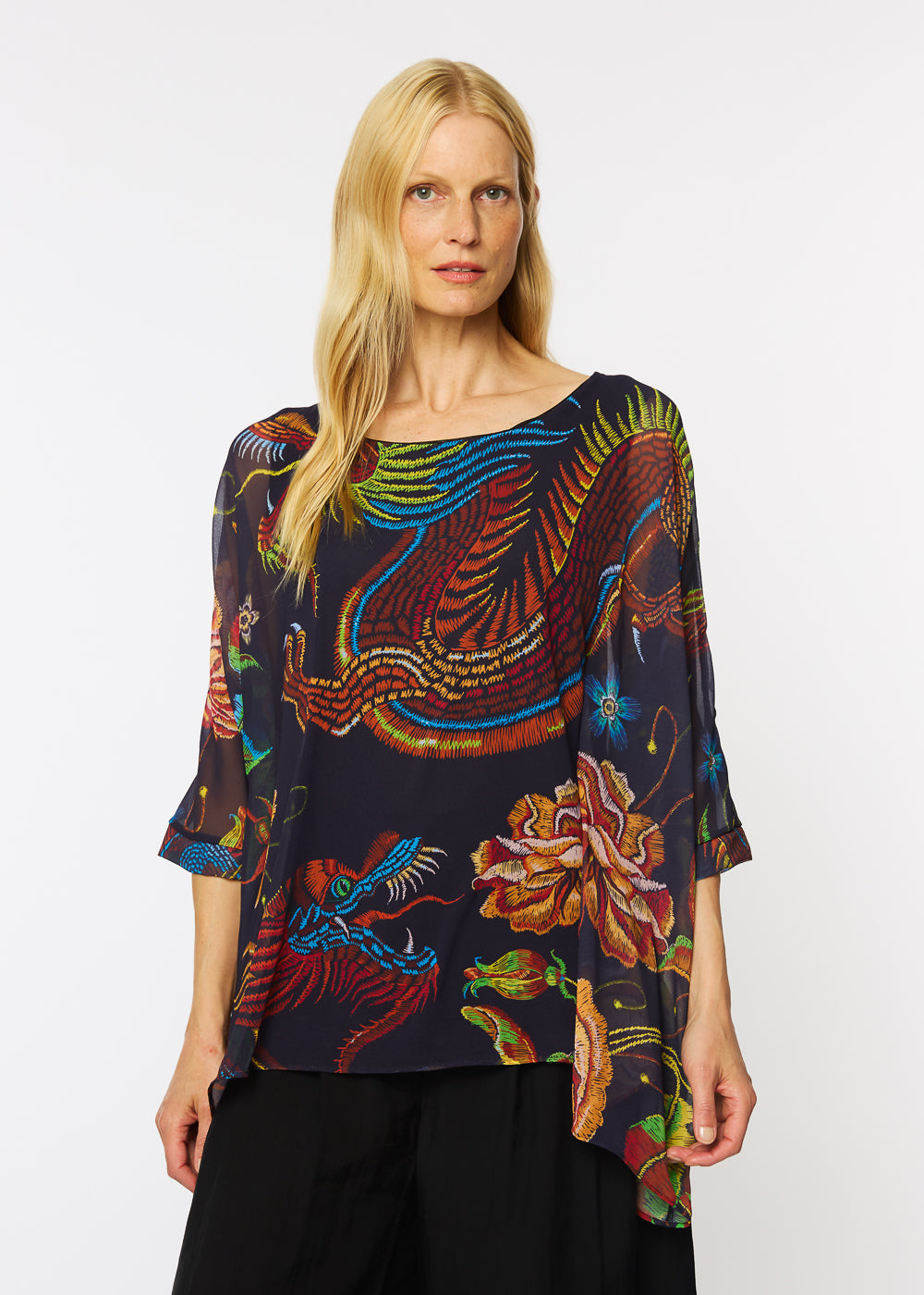 Capri Poncho in Dragon Rose