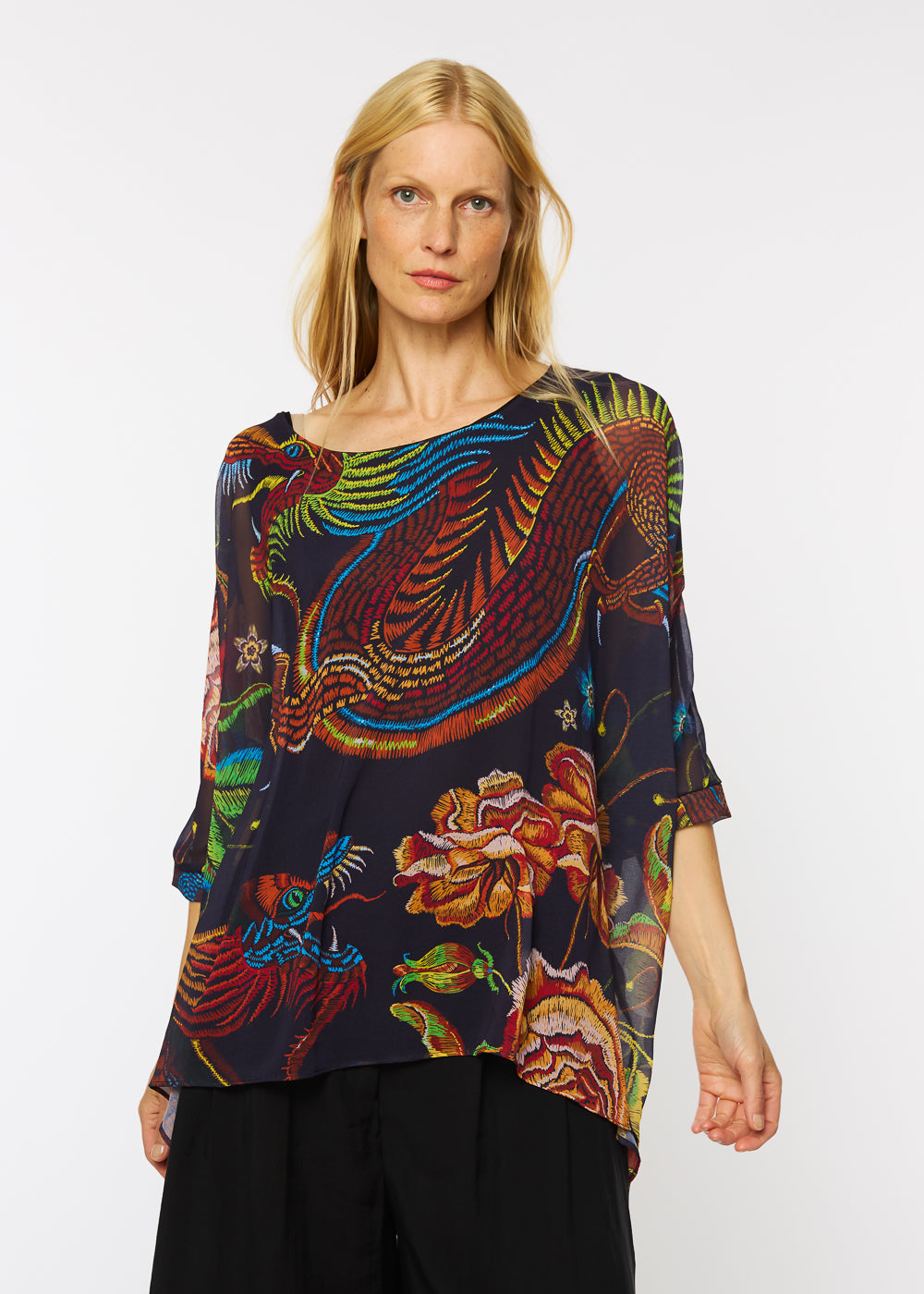 Capri Poncho in Dragon Rose