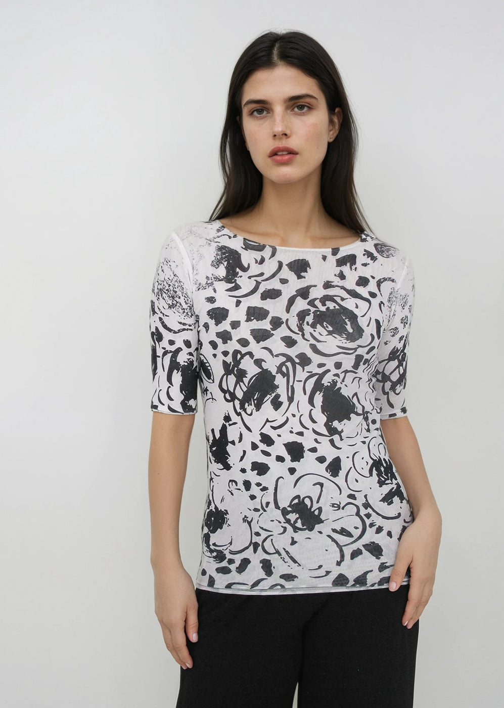 Florence Double Sheer Short Sleeve Top - Prints