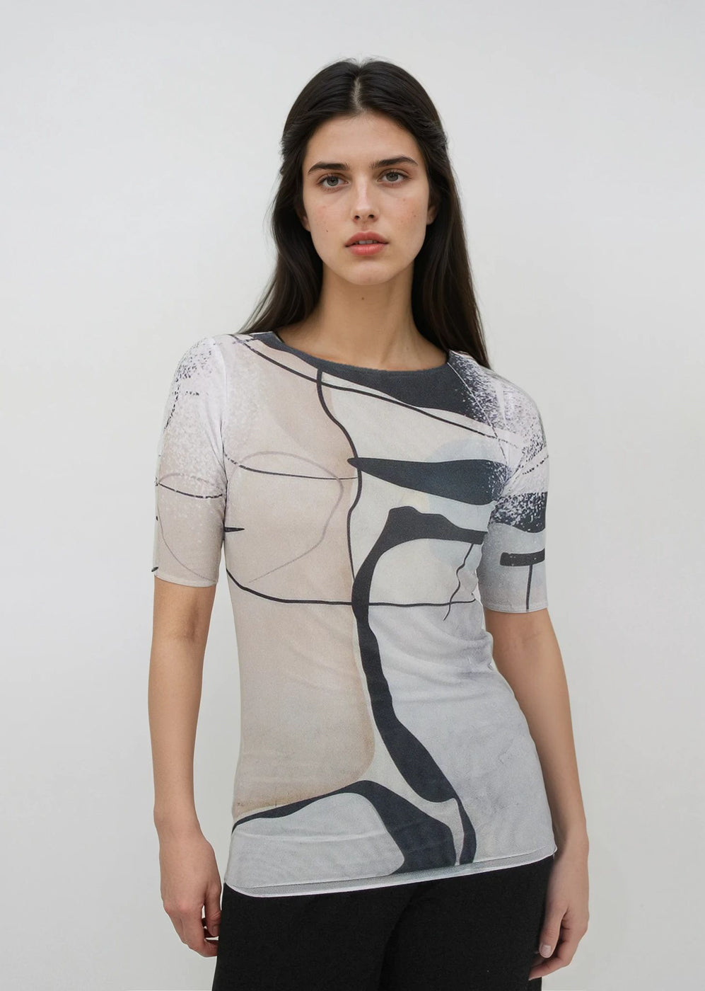 Florence Double Sheer Short Sleeve Top - Prints