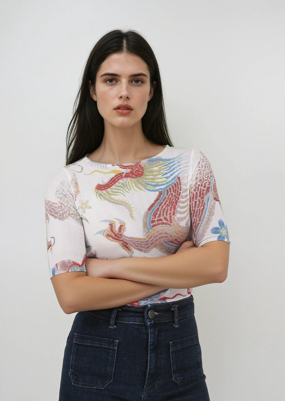 Florence Double Sheer Short Sleeve Top - Prints