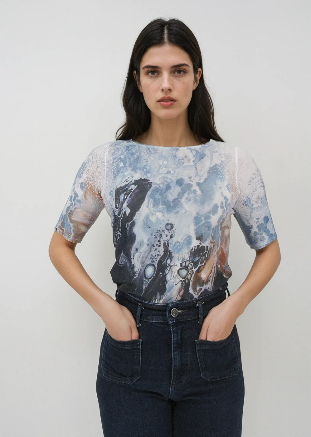 Florence Double Sheer Short Sleeve Top - Prints