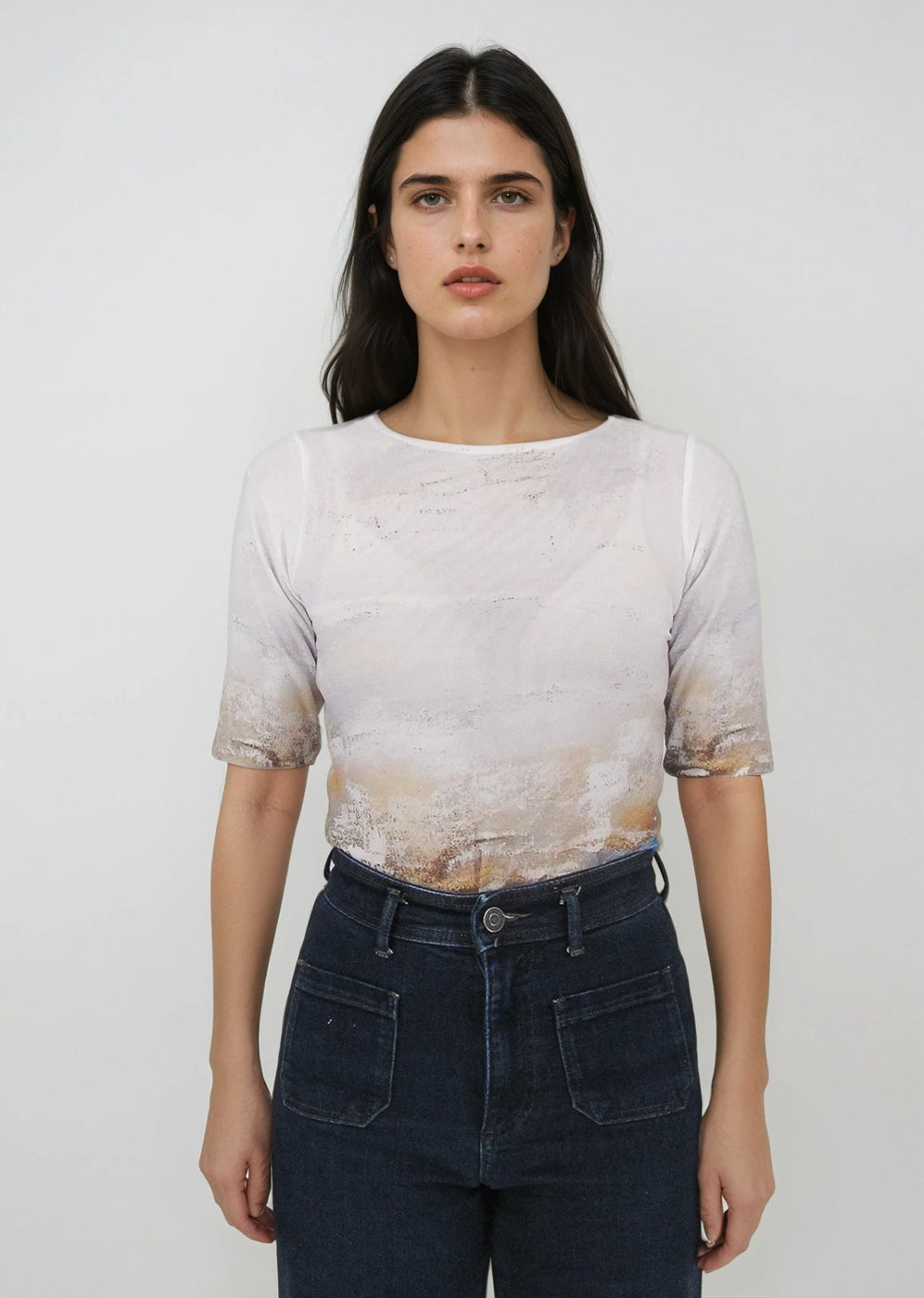 Florence Double Sheer Short Sleeve Top - Prints