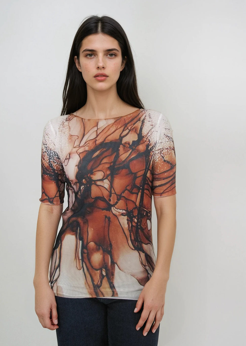 Florence Double Sheer Short Sleeve Top - Prints