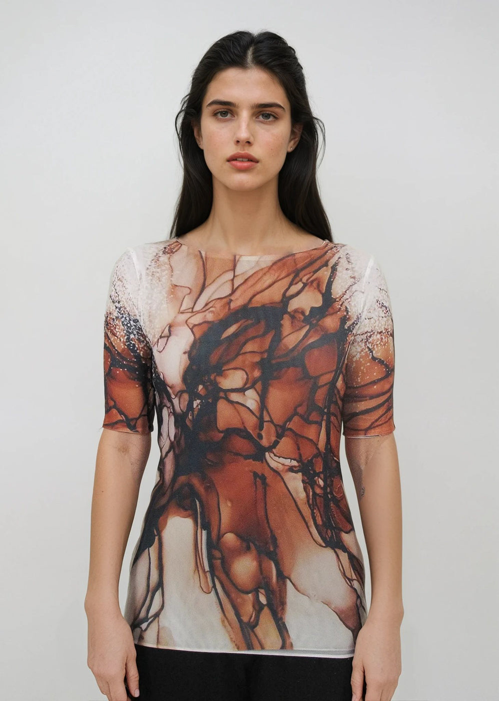 Florence Double Sheer Short Sleeve Top - Prints