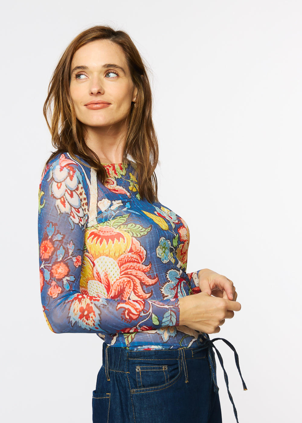 Denim Botanical - NudiTee Sheer Top