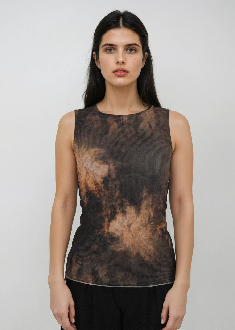 Velvet Dye Earth - Florence Solid Double Sheer Tank Top - In Stock