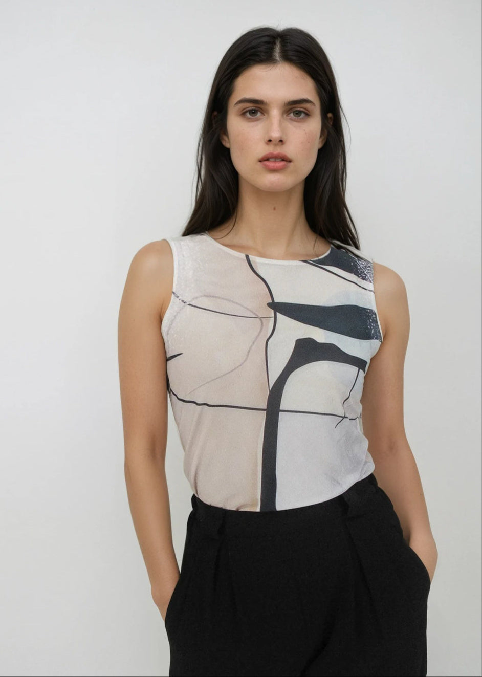 Florence Double Sheer Tank Top - Prints
