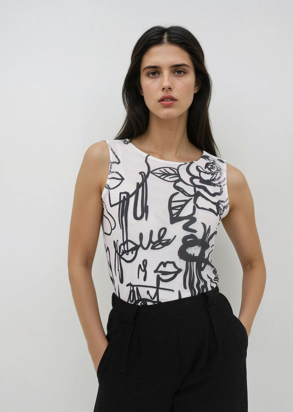 Florence Double Sheer Tank Top - Prints