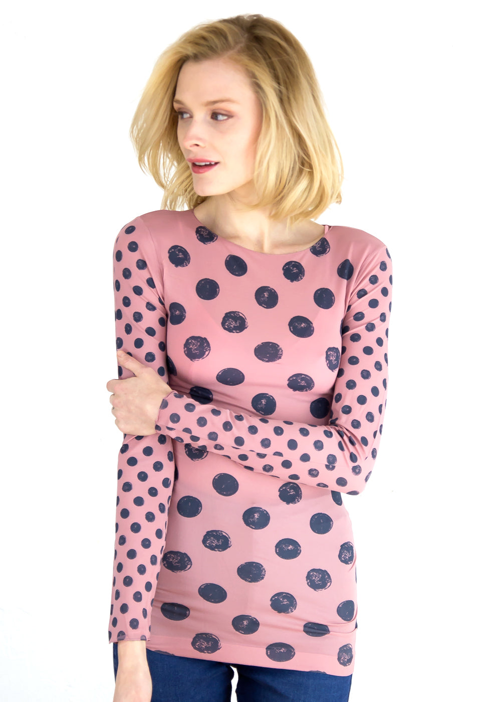 Grunge Polka Dot Raw Edge Second Skin Top