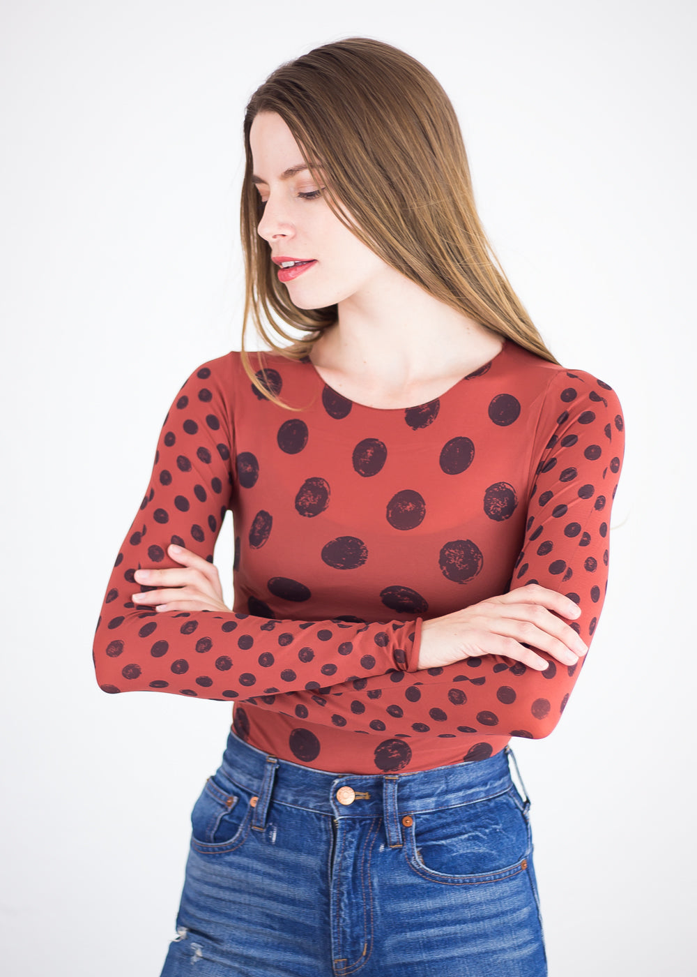 Grunge Polka Dot Raw Edge Second Skin Top