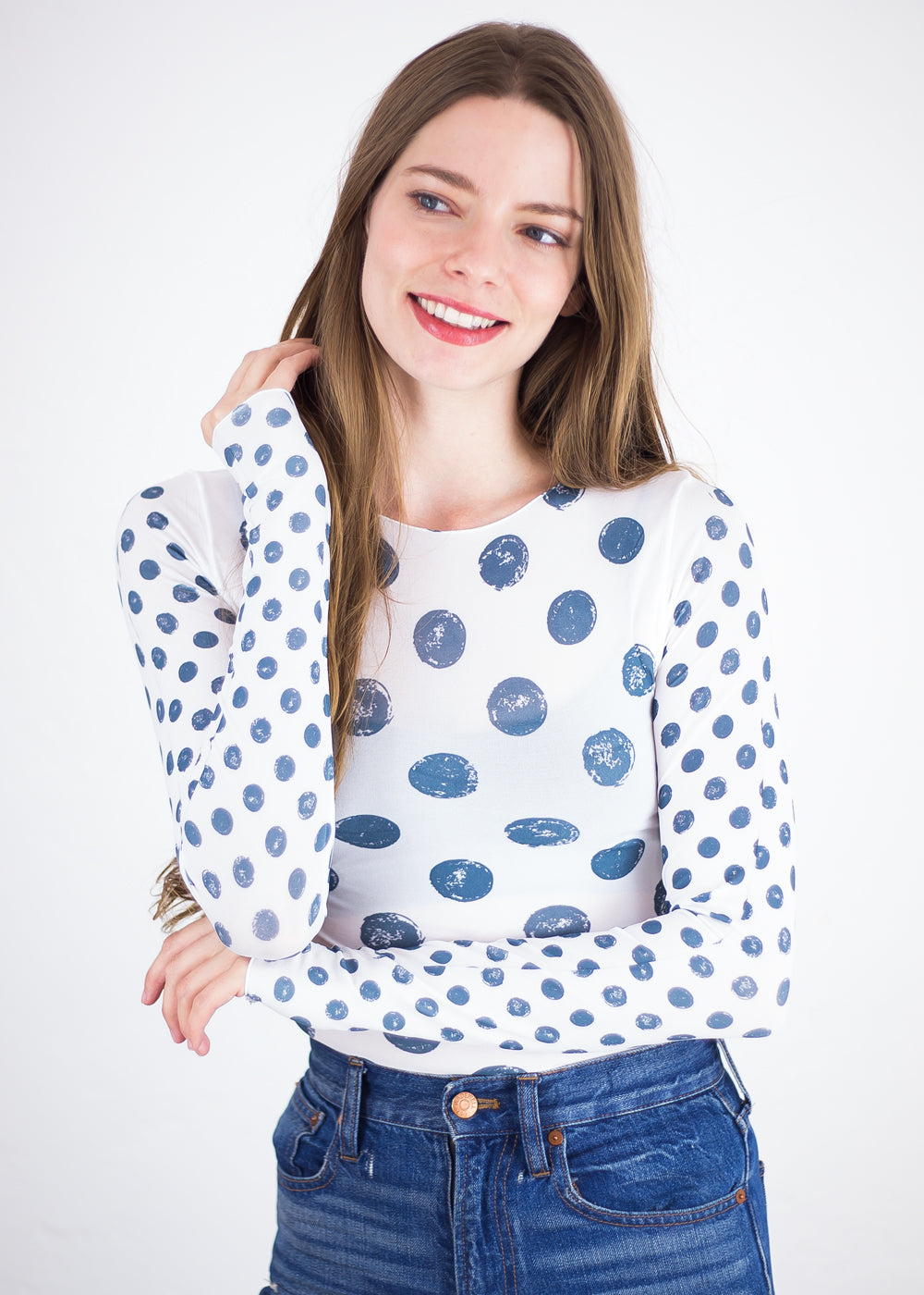 Grunge Polka Dot Raw Edge Second Skin Top