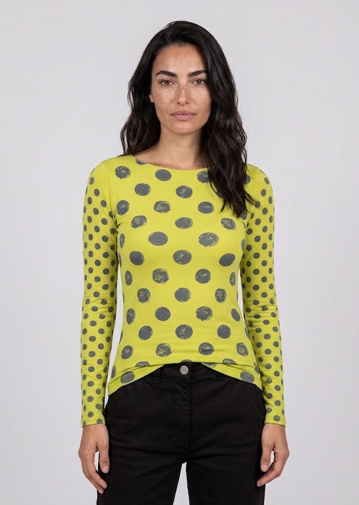 Grunge Polka Dot Raw Edge Second Skin Top