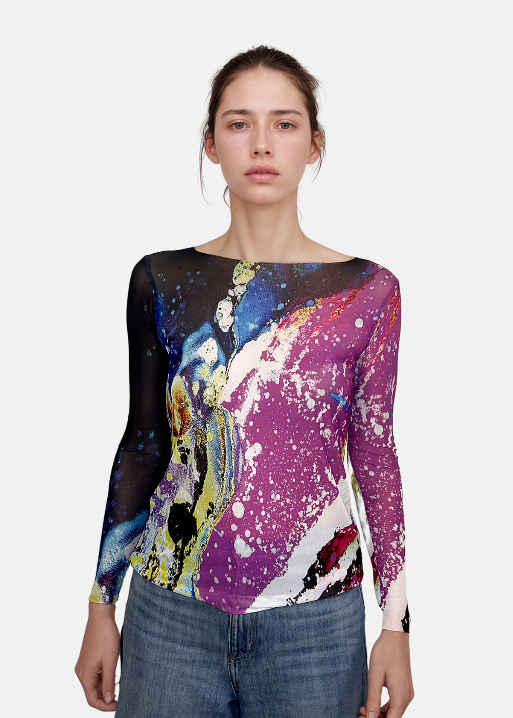 amb 2321 long sleeve sheer top