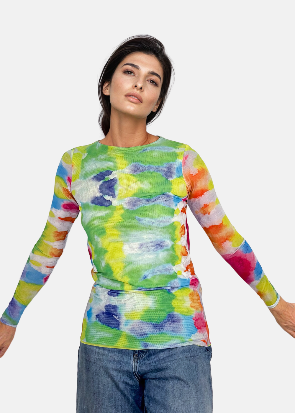 amb 2321 long sleeve sheer top