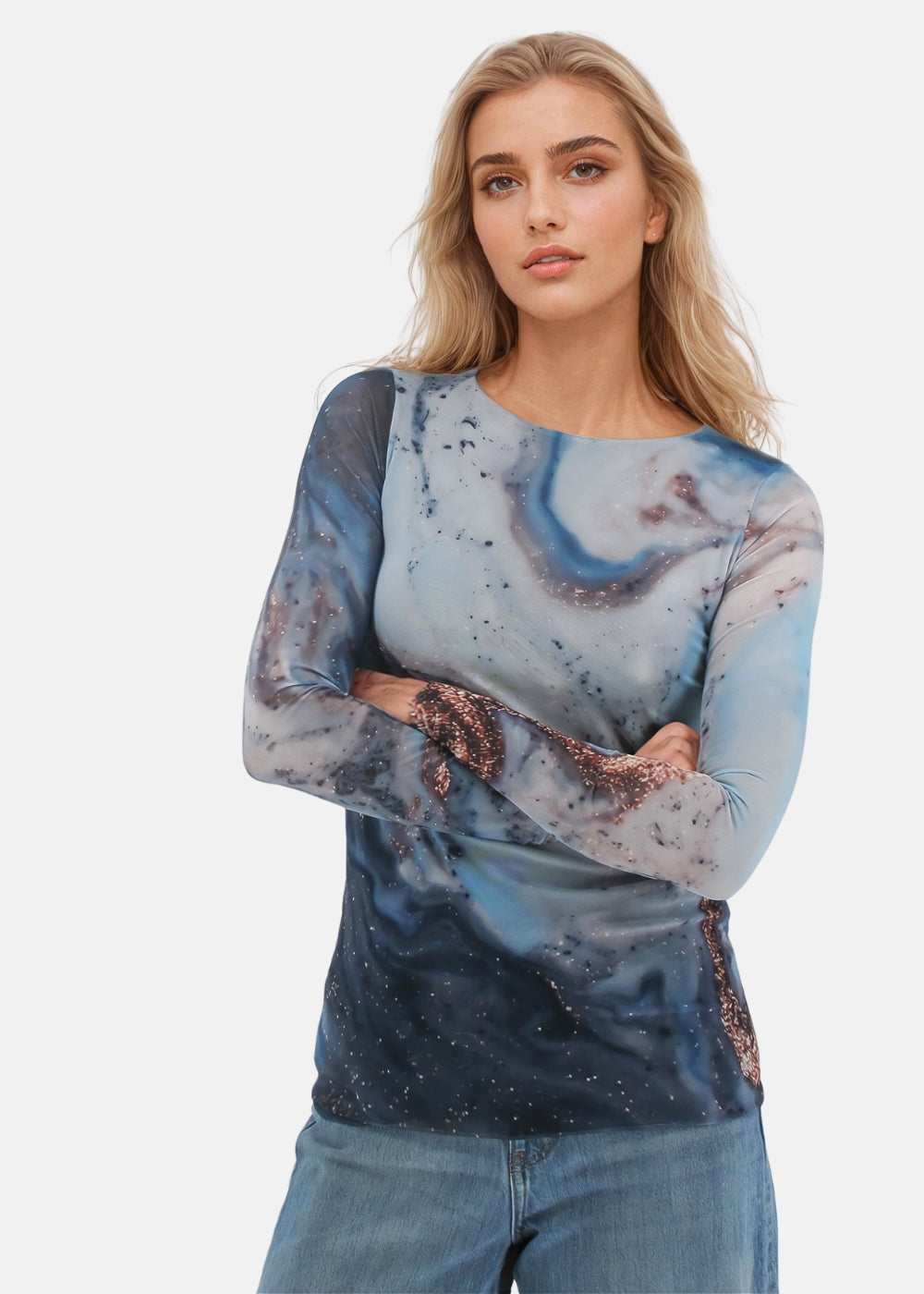 Blue Galaxy - Florence Double Sheer Top