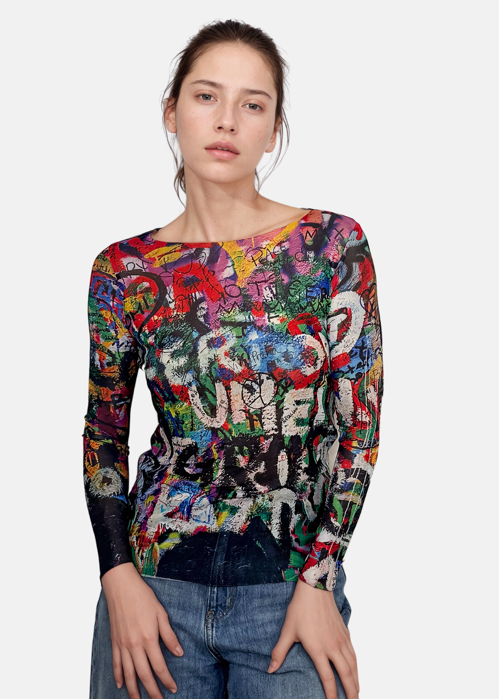 amb 2321 long sleeve sheer top