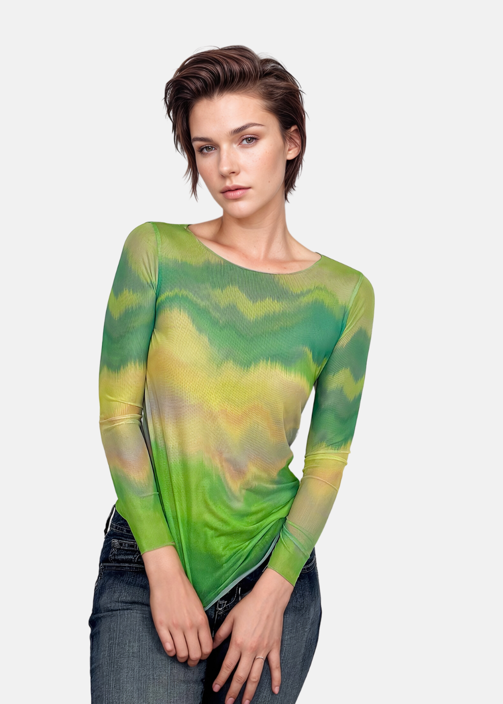 Amb 2321 long sleeve sheer top sales