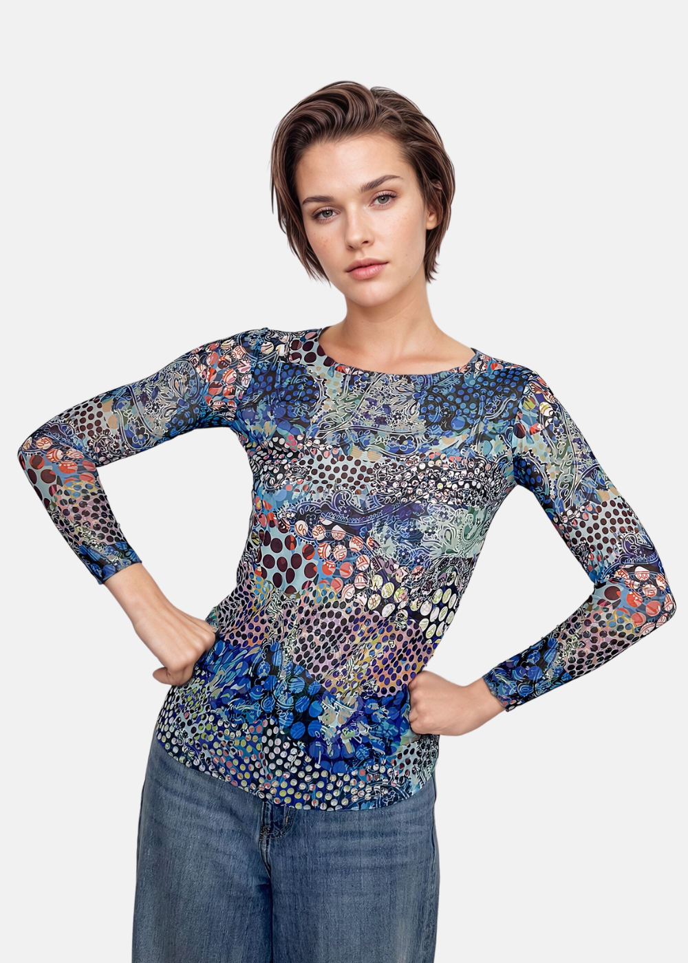 amb 2321 long sleeve sheer top