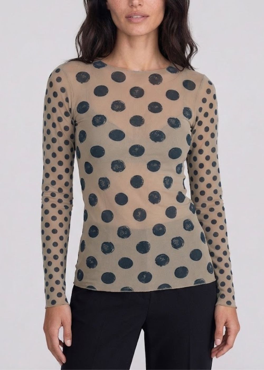 Grunge Polka Dot Raw Edge Second Skin Top