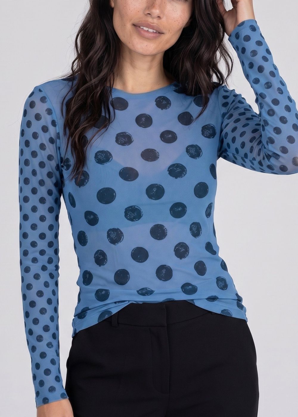 Grunge Polka Dot Raw Edge Second Skin Top