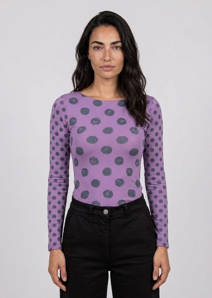 Grunge Polka Dot Raw Edge Second Skin Top