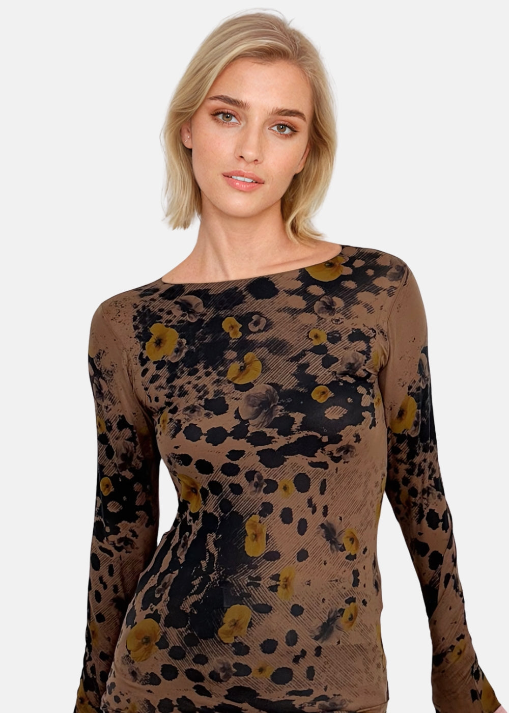 Wild Floral Second Skin Raw Edge Top