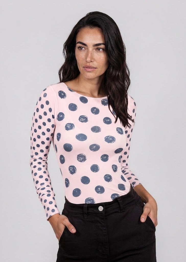 Grunge Polka Dot Raw Edge Second Skin Top
