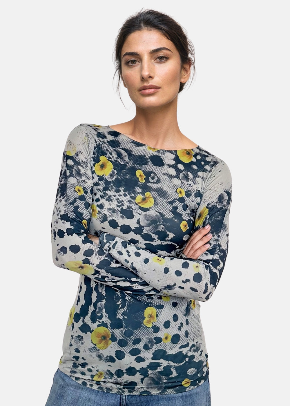 Wild Floral Second Skin Raw Edge Top