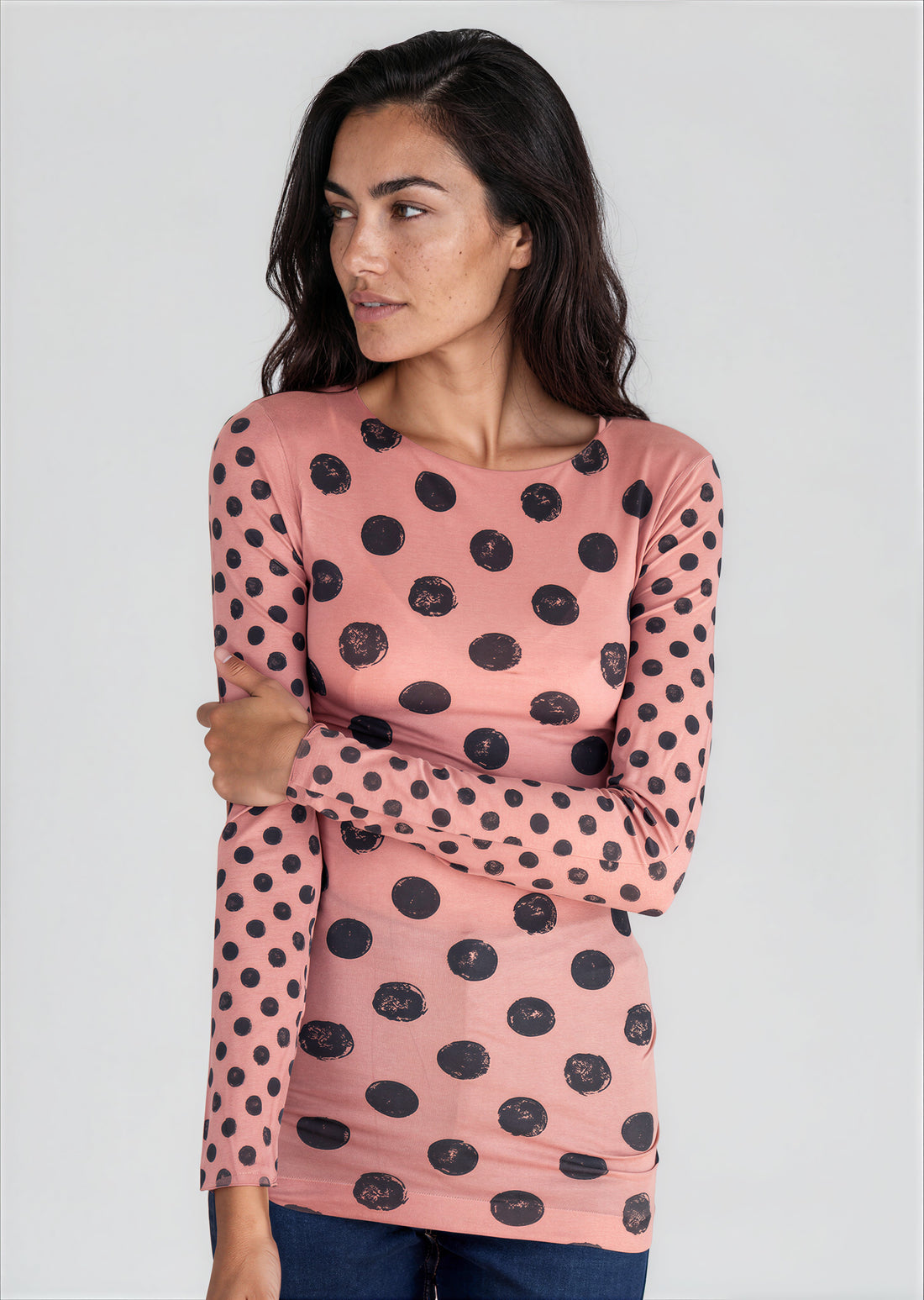 Grunge Polka Dot Raw Edge Second Skin Top