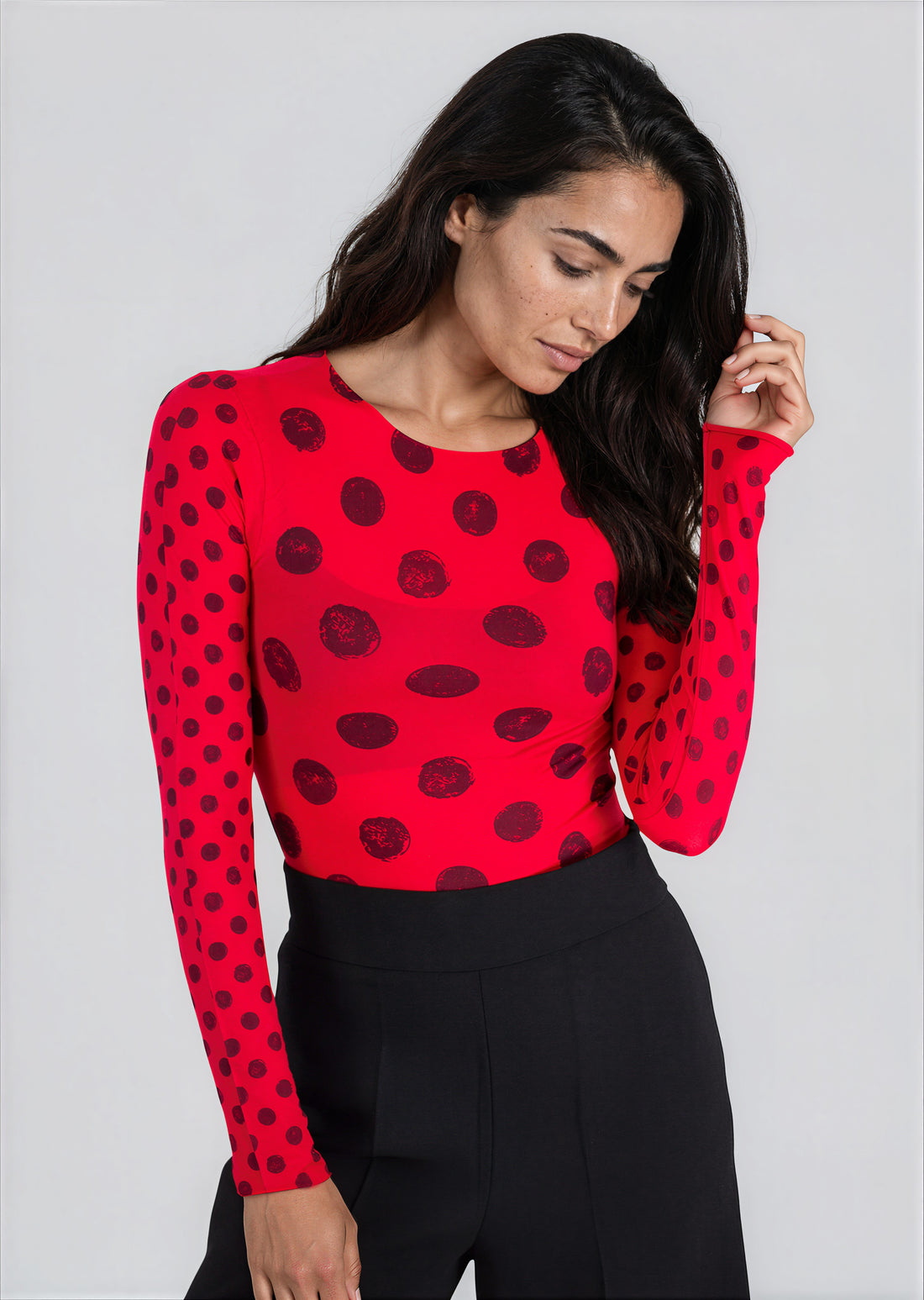 Grunge Polka Dot Raw Edge Second Skin Top