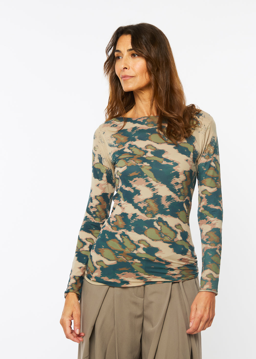 Camo Art Second Skin Raw Edge Top- In Stock