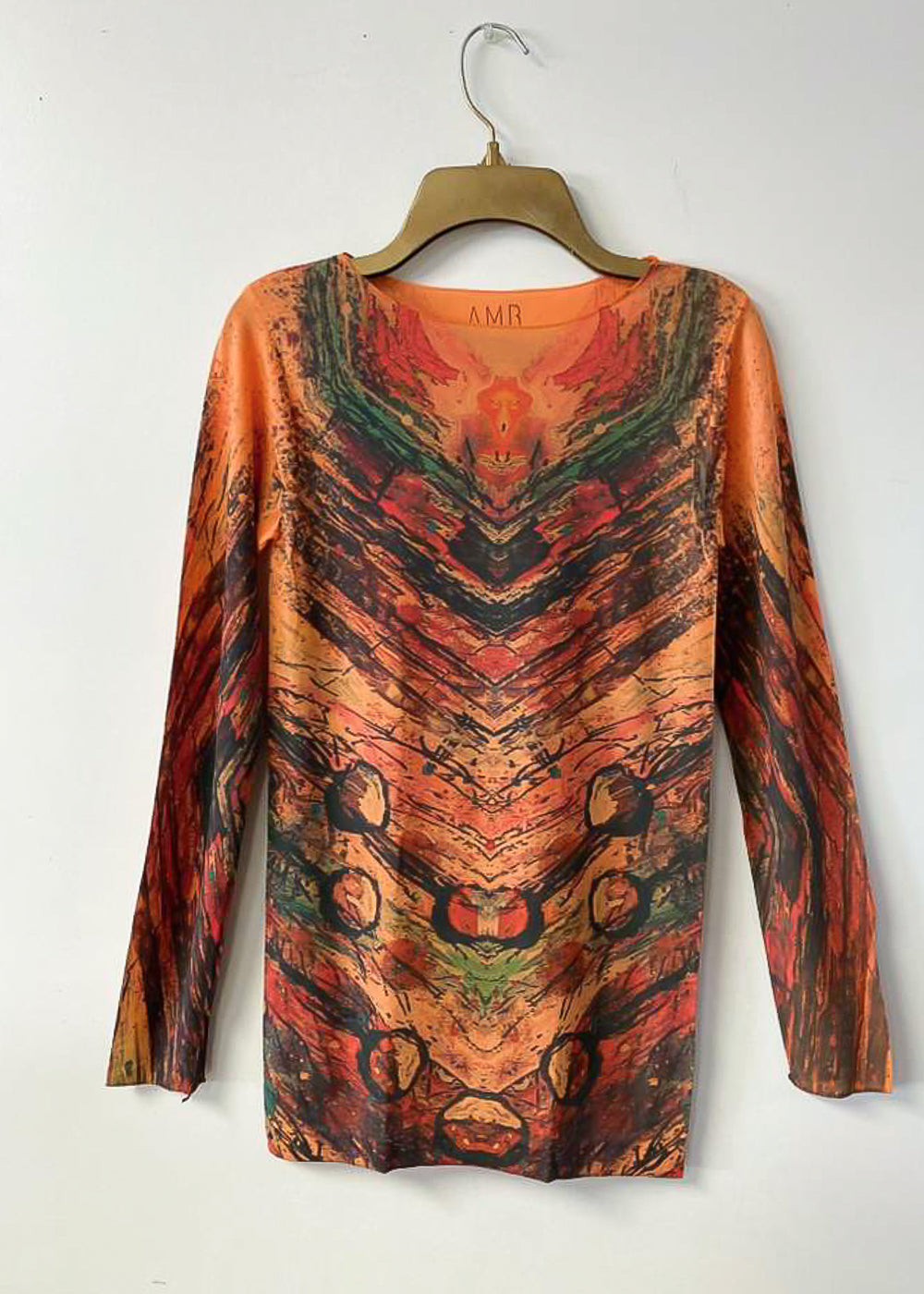 Peacock Plume Raw Edge Second Skin Top- In Stock