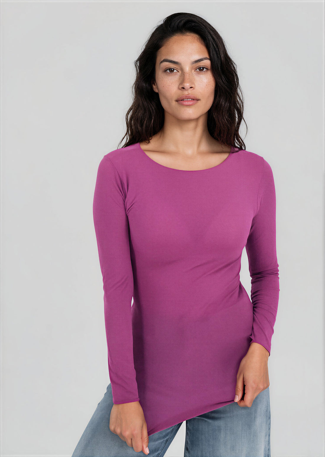 Solid Raw Edge Second Skin Top
