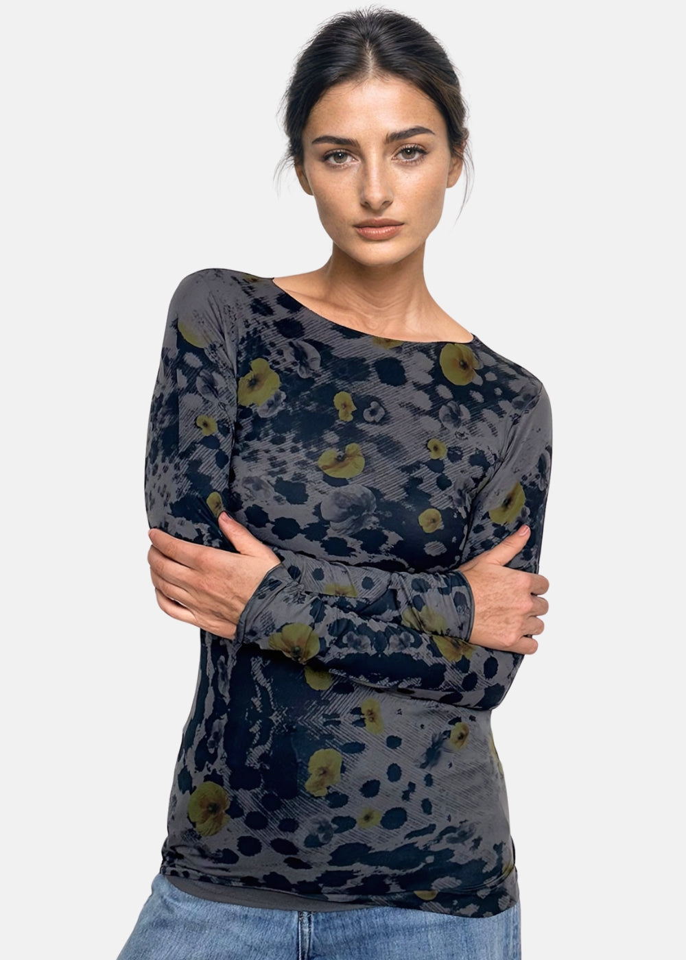 Wild Floral Second Skin Raw Edge Top