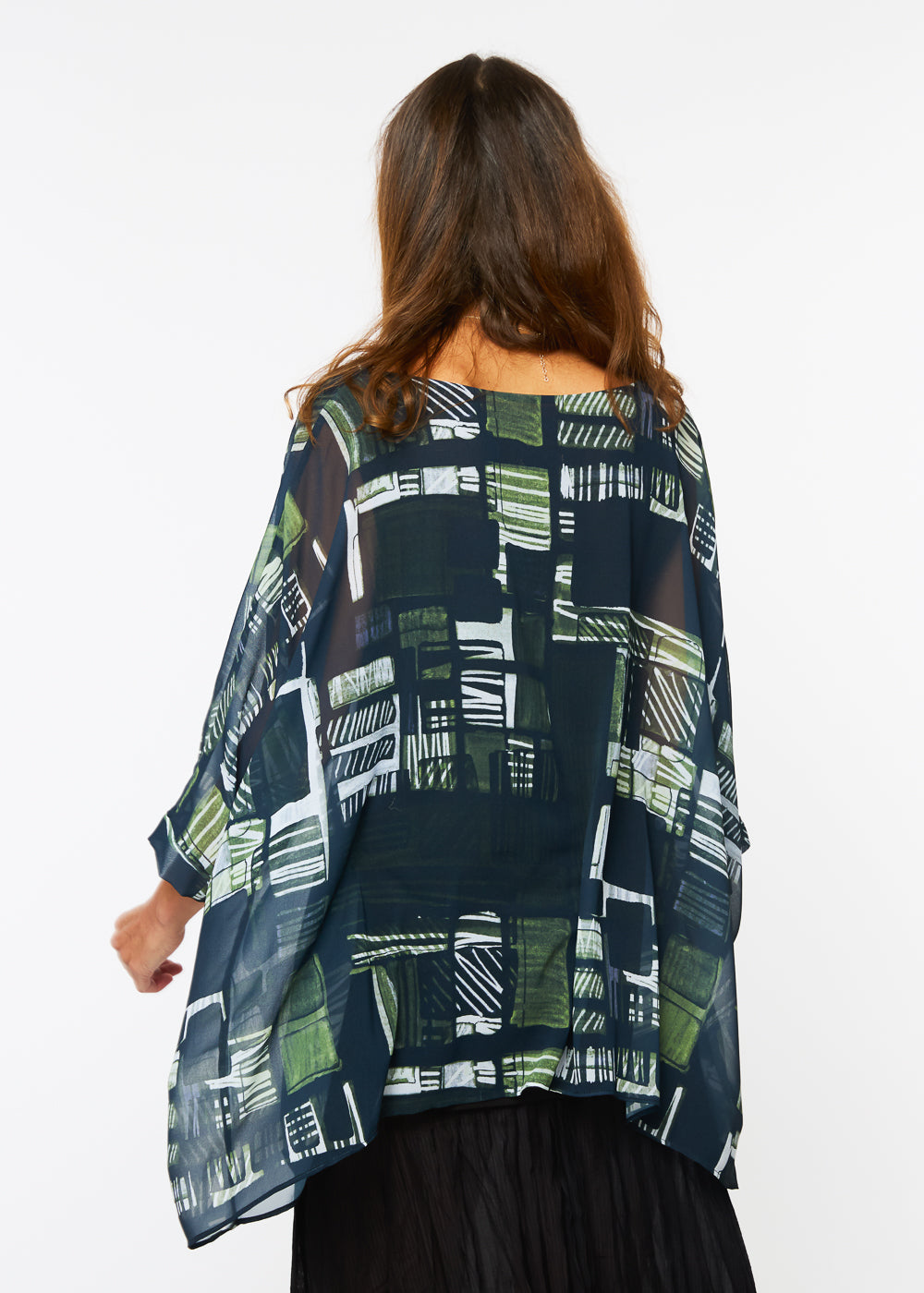 Capri Poncho in Green Maze- In Stock