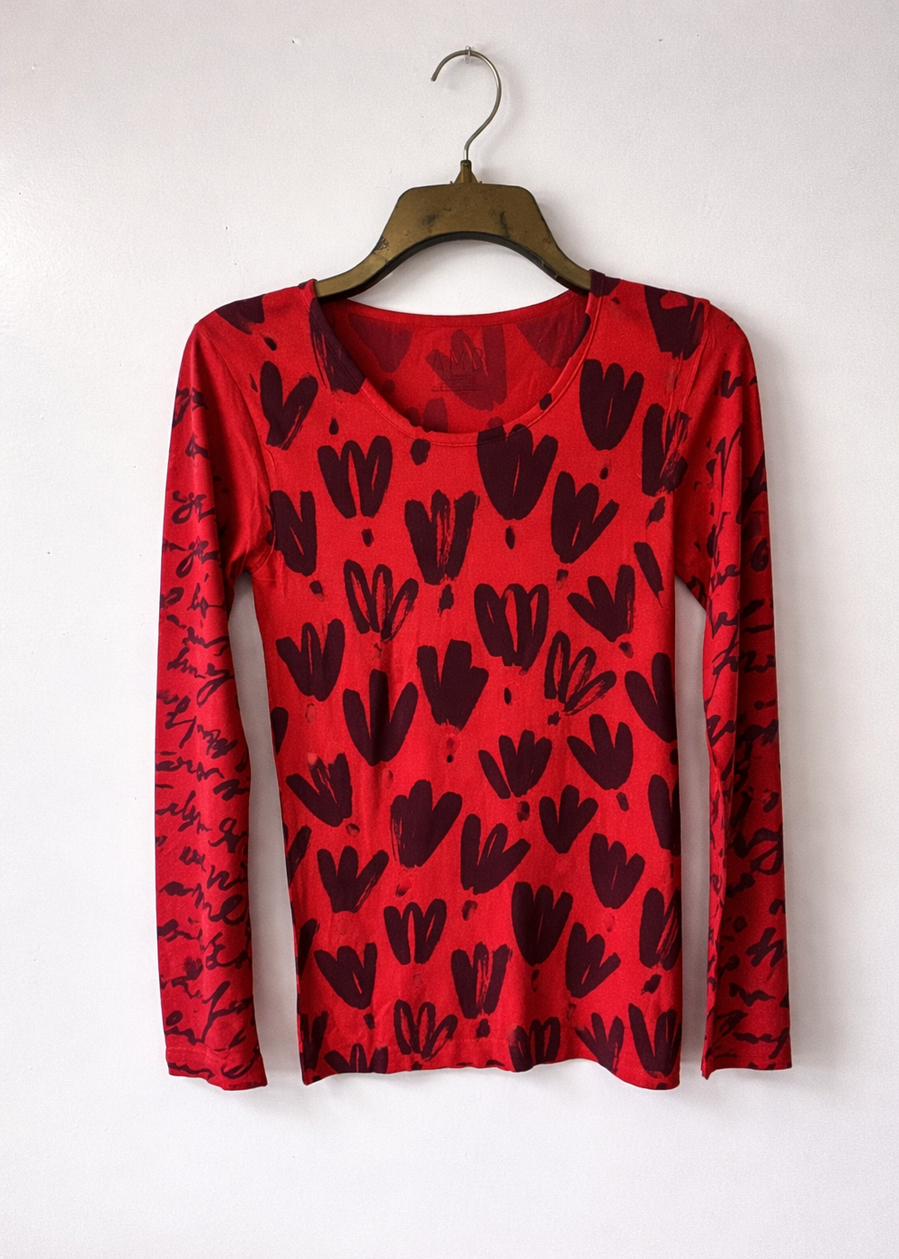 Floral Calligraphy Second Skin Crew Neck Top