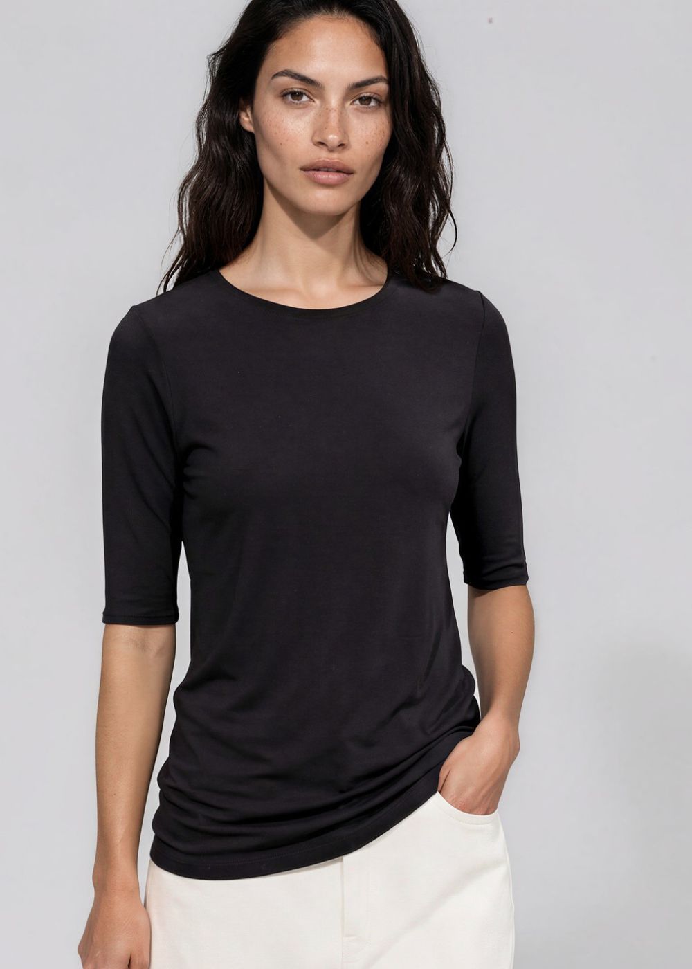 Florence Solid Double Sheer Short Sleeve Top