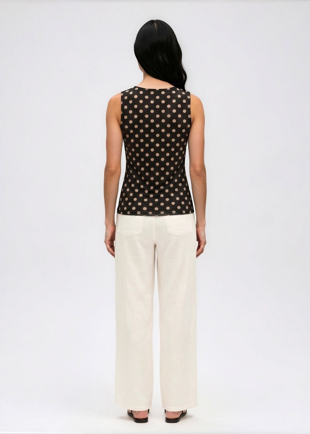 Polka Dot on Black - Florence Mesh Tank Top