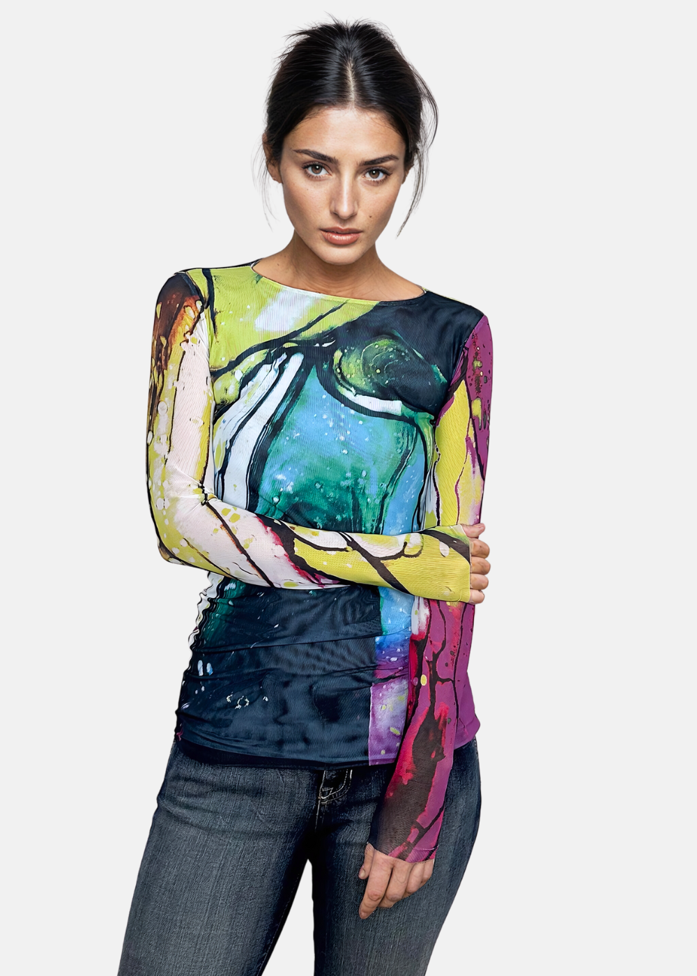 amb 2321 long sleeve sheer top