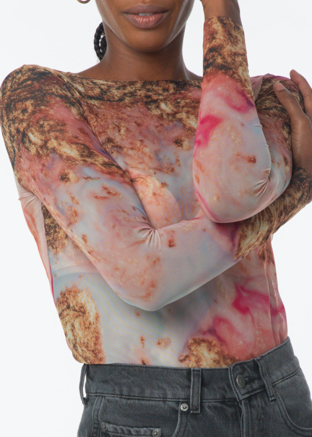 Web Exclusive Print - Galaxy Giselle Mesh Top