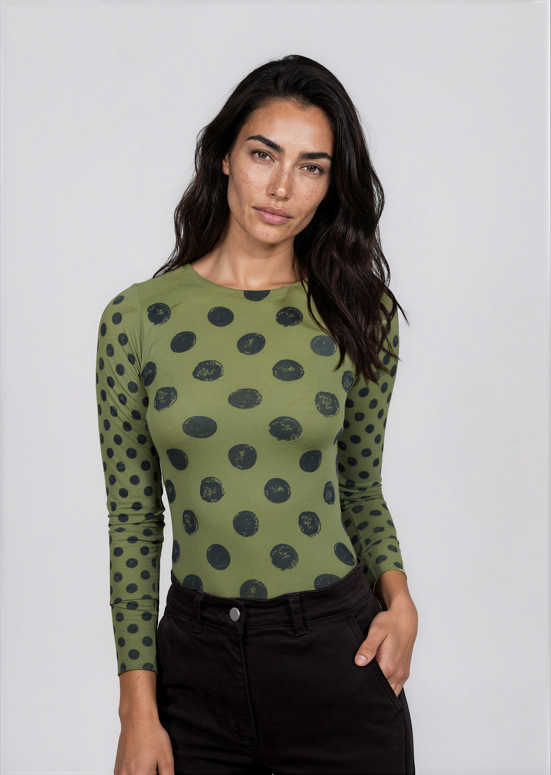 Grunge Polka Dot Raw Edge Second Skin Top