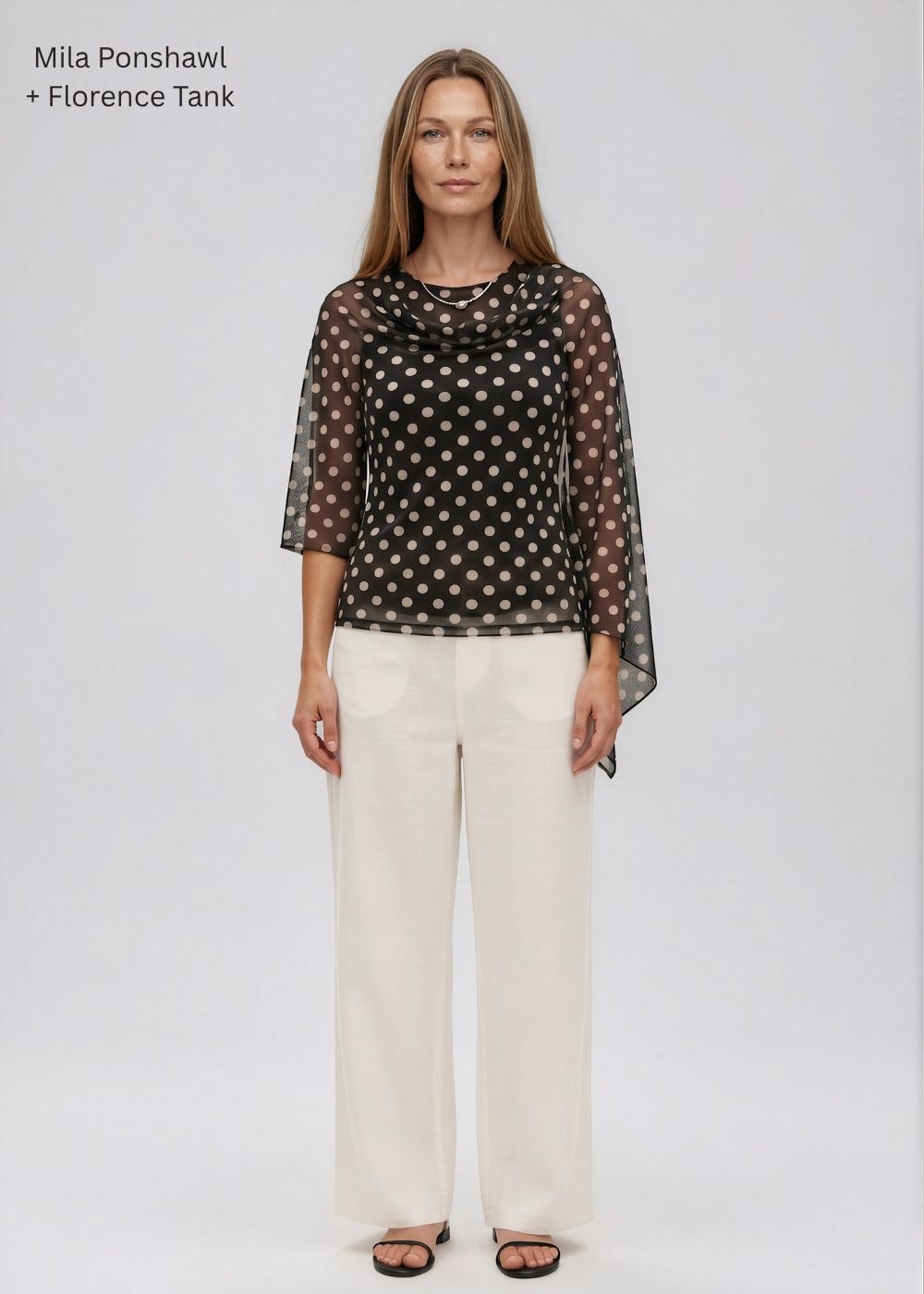 Mila Ponshawl in Polka Dot on Black