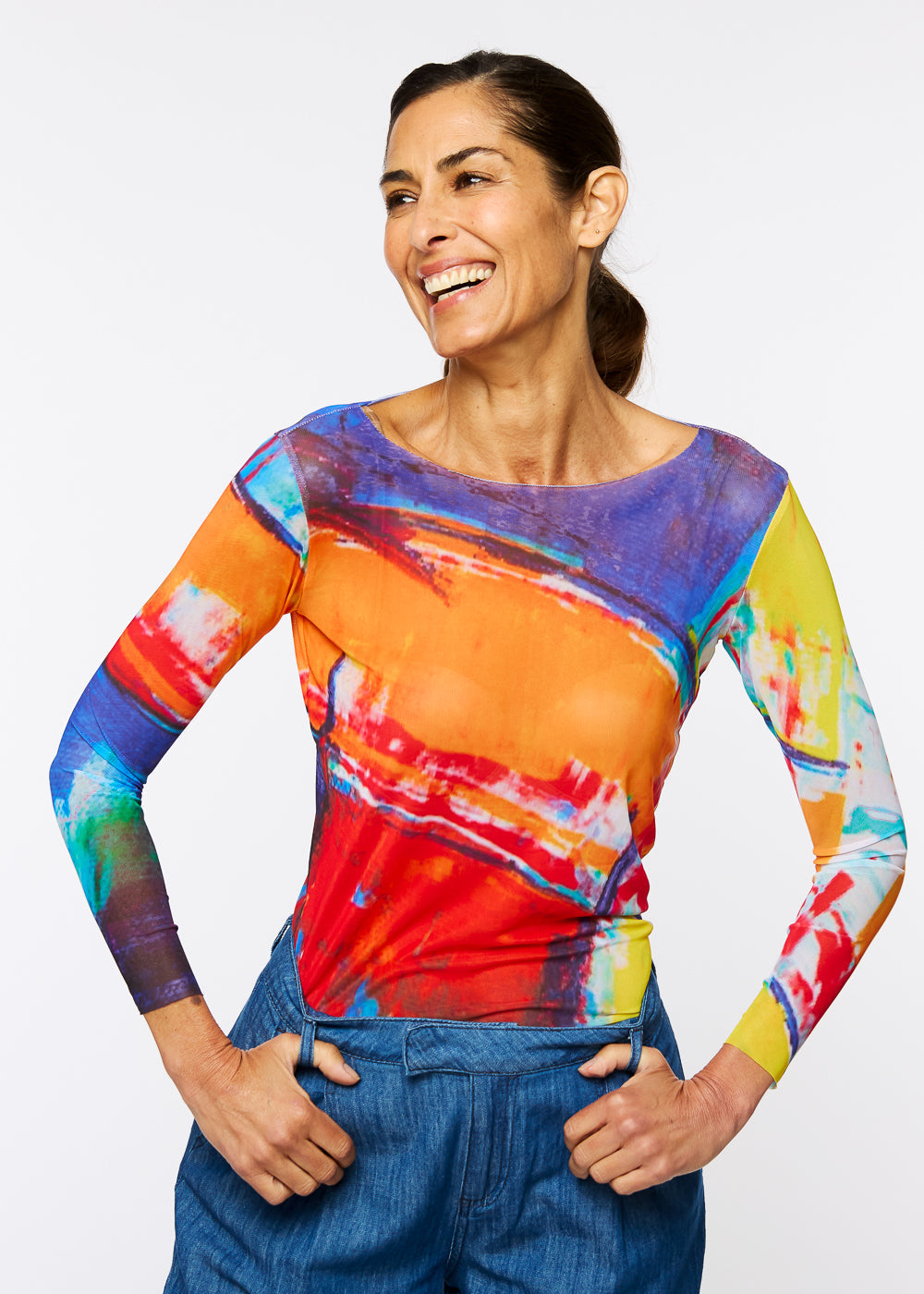 Color Block - NudiTee Sheer Top- In Stock